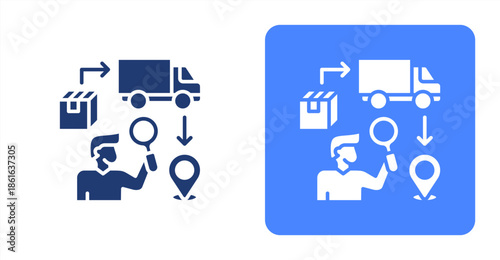 Order Tracking Glyph  Two-tone color and contrasting background icon illustration