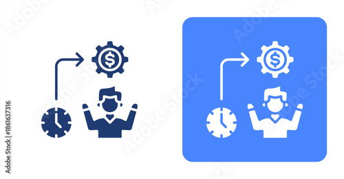 Efficiency Glyph  Two-tone color and contrasting background icon illustration