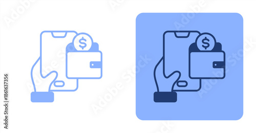 Digital Wallet Mixed  Two-tone color and contrasting background icon illustration