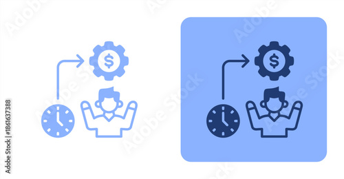 Efficiency Mixed  Two-tone color and contrasting background icon illustration