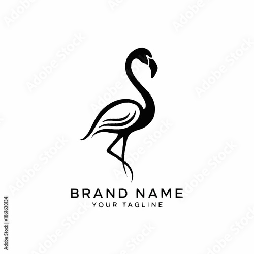 Flamingo Logo Design Illustration Vector Graphic.