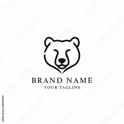 Minimalist Bear Logo Design Element.