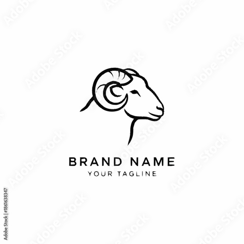 Minimalist Black Sheep Logo Design Element.