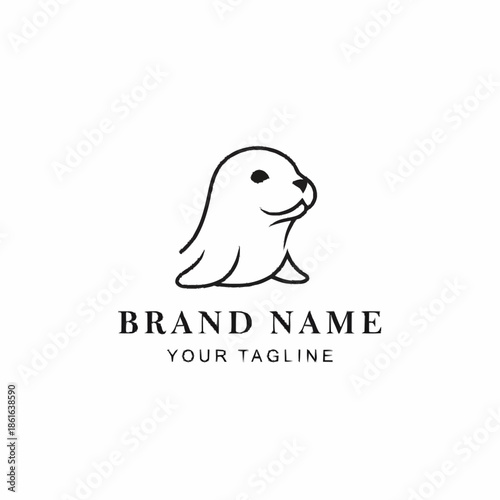 Simple Line Drawing of a Seal.
