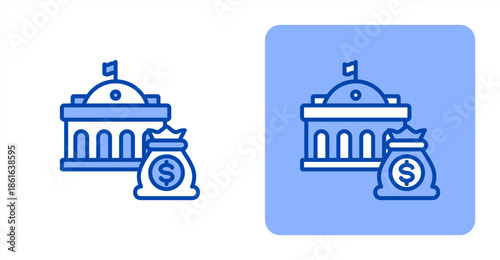 Budget Line Color  Two-tone color and contrasting background icon illustration