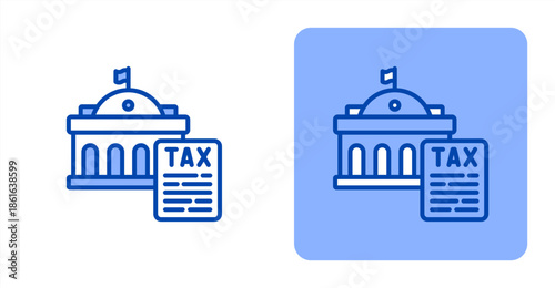 Tax Line Color  Two-tone color and contrasting background icon illustration
