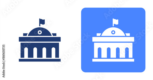 Government Glyph  Two-tone color and contrasting background icon illustration