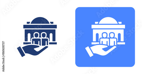 Public Service Glyph  Two-tone color and contrasting background icon illustration