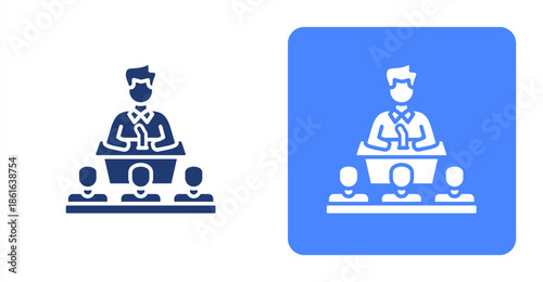 Congress Glyph  Two-tone color and contrasting background icon illustration