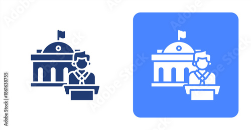 Governor Glyph  Two-tone color and contrasting background icon illustration