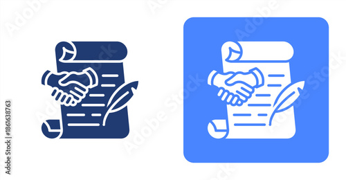 Policy Glyph  Two-tone color and contrasting background icon illustration