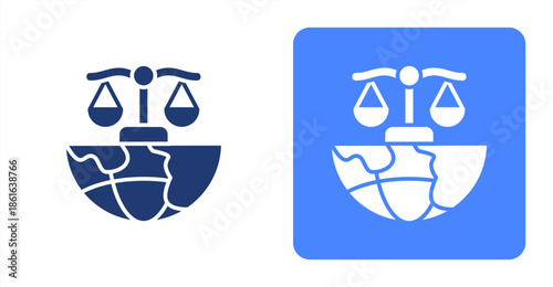 Law Glyph  Two-tone color and contrasting background icon illustration