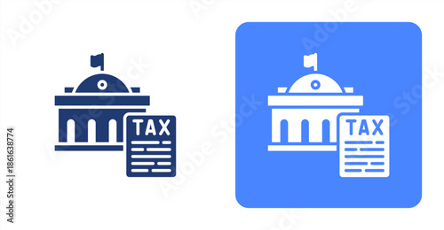 Tax Glyph  Two-tone color and contrasting background icon illustration