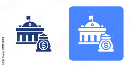 Budget Glyph  Two-tone color and contrasting background icon illustration