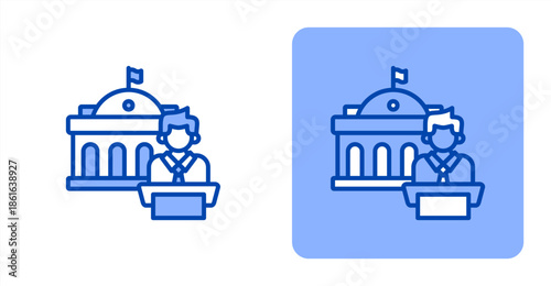Governor Line Color  Two-tone color and contrasting background icon illustration