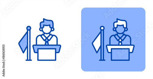 Mayor Line Color  Two-tone color and contrasting background icon illustration