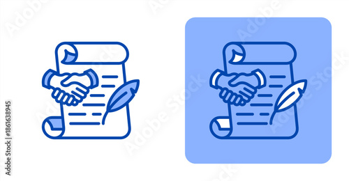 Policy Line Color  Two-tone color and contrasting background icon illustration