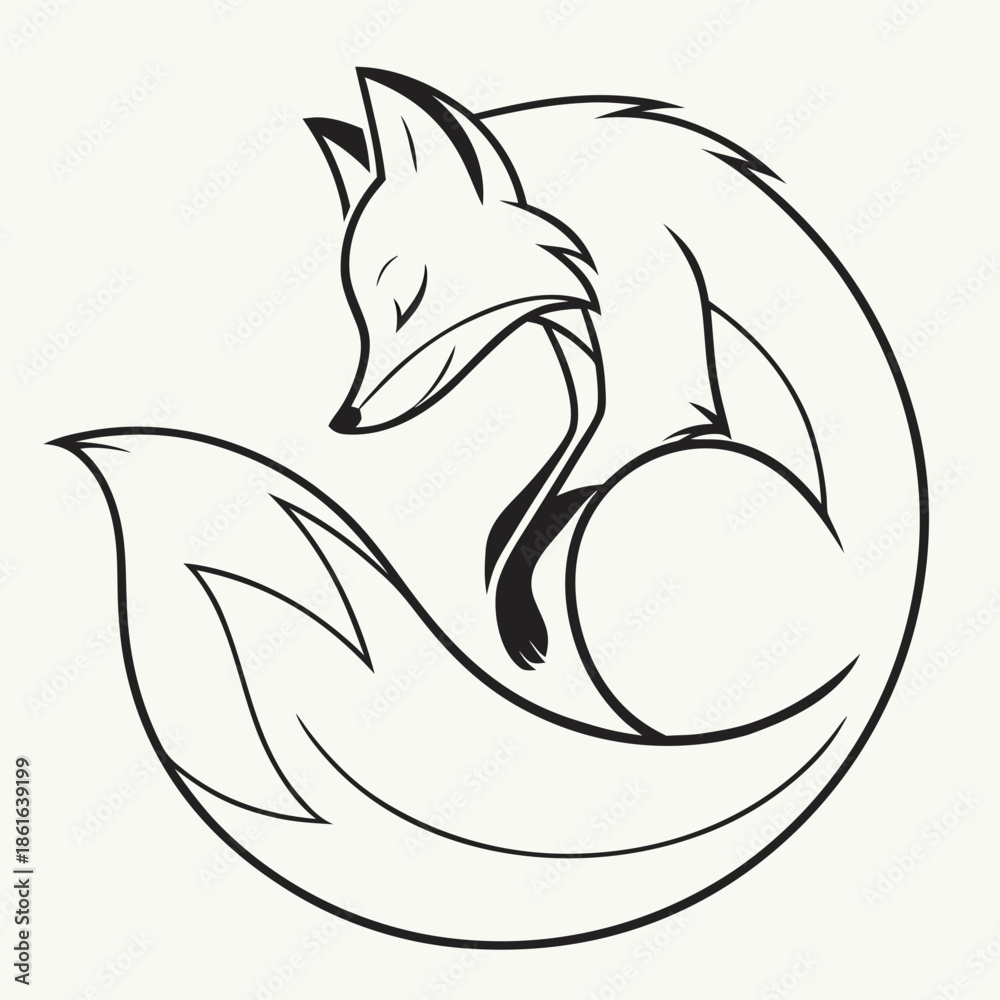 Obraz premium Curled fox illustration