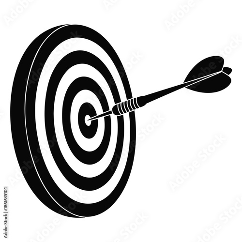 Dart hitting bulls eye on target for success and achievement concept