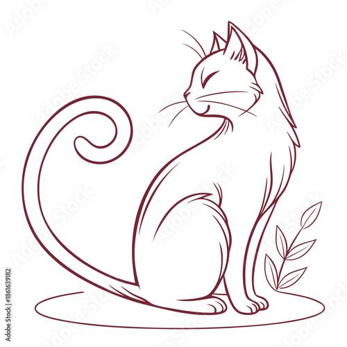 Graceful cat in meditative pose