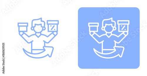 Up Selling Line  Two-tone color and contrasting background icon illustration