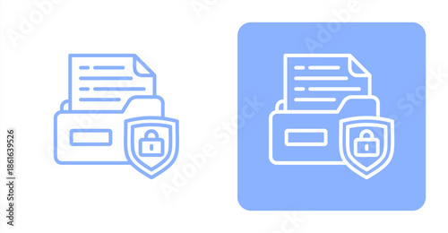 Data Security Line  Two-tone color and contrasting background icon illustration