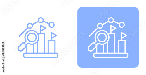 Competitive Analysis Line  Two-tone color and contrasting background icon illustration
