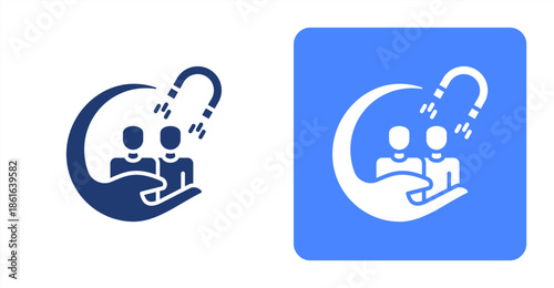 Customer Engagement Glyph  Two-tone color and contrasting background icon illustration