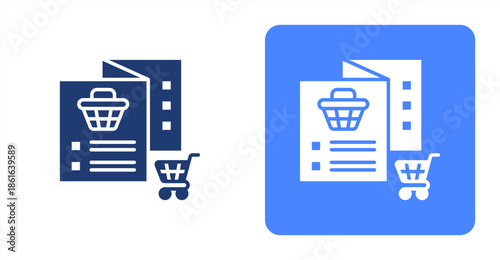 Product Catalog Glyph  Two-tone color and contrasting background icon illustration