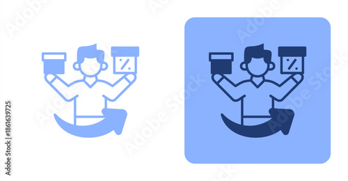 Up Selling Mixed  Two-tone color and contrasting background icon illustration