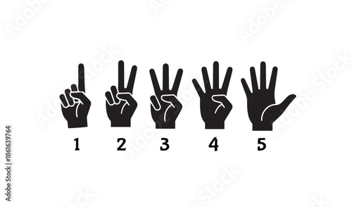 hand vector counting gesture from one to five