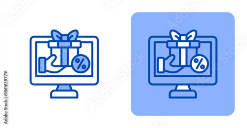 Loyalty Program Line Color  Two-tone color and contrasting background icon illustration