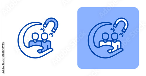 Customer Engagement Line Color  Two-tone color and contrasting background icon illustration