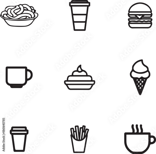 Breakfast Food Icons | Coffee, Toast, Egg, Juice, Snack Illustrations