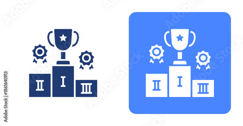 Competitive Glyph  Two-tone color and contrasting background icon illustration