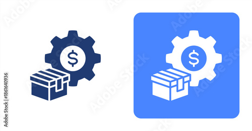 Costs Glyph  Two-tone color and contrasting background icon illustration