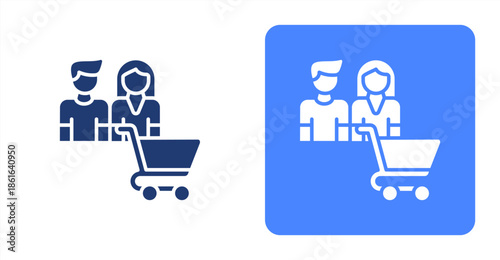 Buyers Glyph  Two-tone color and contrasting background icon illustration