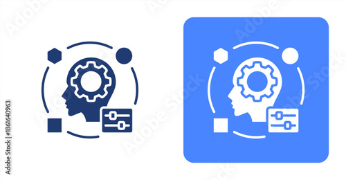 Adaptability Glyph  Two-tone color and contrasting background icon illustration