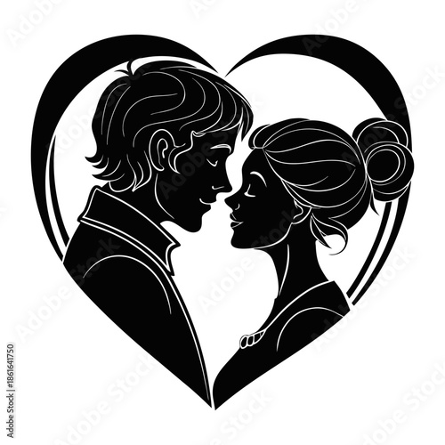 Couple in heart silhouette