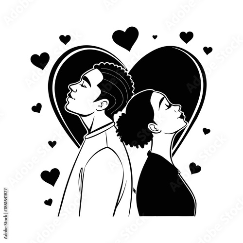 Couple in heart-shaped frame