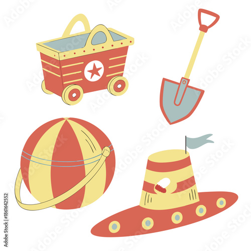 Playful Children Toy Vector Illustration Set