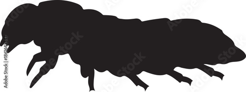 Insect Larva Black Silhouette Icon – Worm Caterpillar Illustration