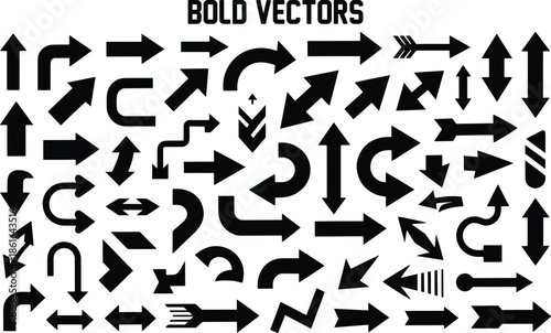 Large Collection of Bold Vector Arrows Indicating Many Directions Graphic Elements
