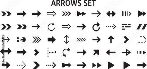 Black Arrow Icons Collection Different Styles Directions Shapes