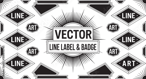 Vector Line Art Labels Badges Borders Corners Frames Elements Collection