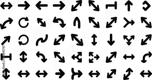 Diverse Collection of Black Arrow Symbols for Navigation and Interface Design