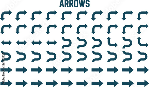 A comprehensive collection of diverse arrow designs and directional indicators
