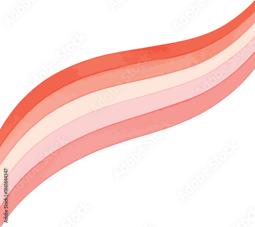 Abstract Pink and Red Watercolor Waves on Textured Paper Background, Minimalist Curved Lines for Modern Graphic Design , Generative Ai