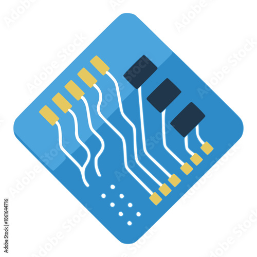 cartoon microcontroller circuit board flat color vector illustration template design