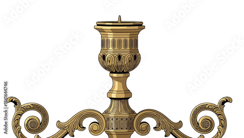 Intricate ornate golden candle holder with elegant floral scrollwork design